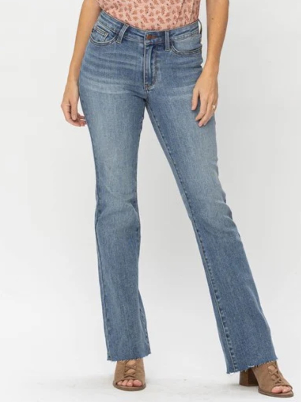 Judy Blue midrise raw hem bootcut Jeans women’s size 14